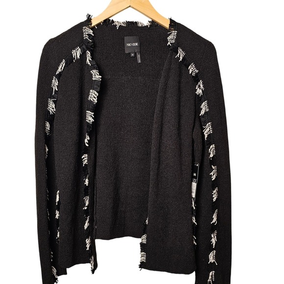 NIC+ZOE Black Textured Open Front Cardigan Sweater Jacket Size M NWT Retail $178 - Picture 9 of 13